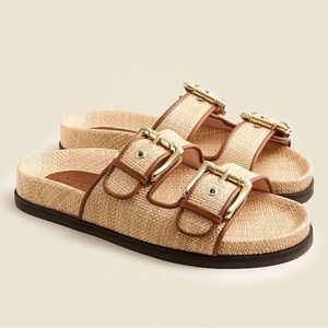 J.Crew New Colbie wide-strap buckle sandals in faux raffia size 9
